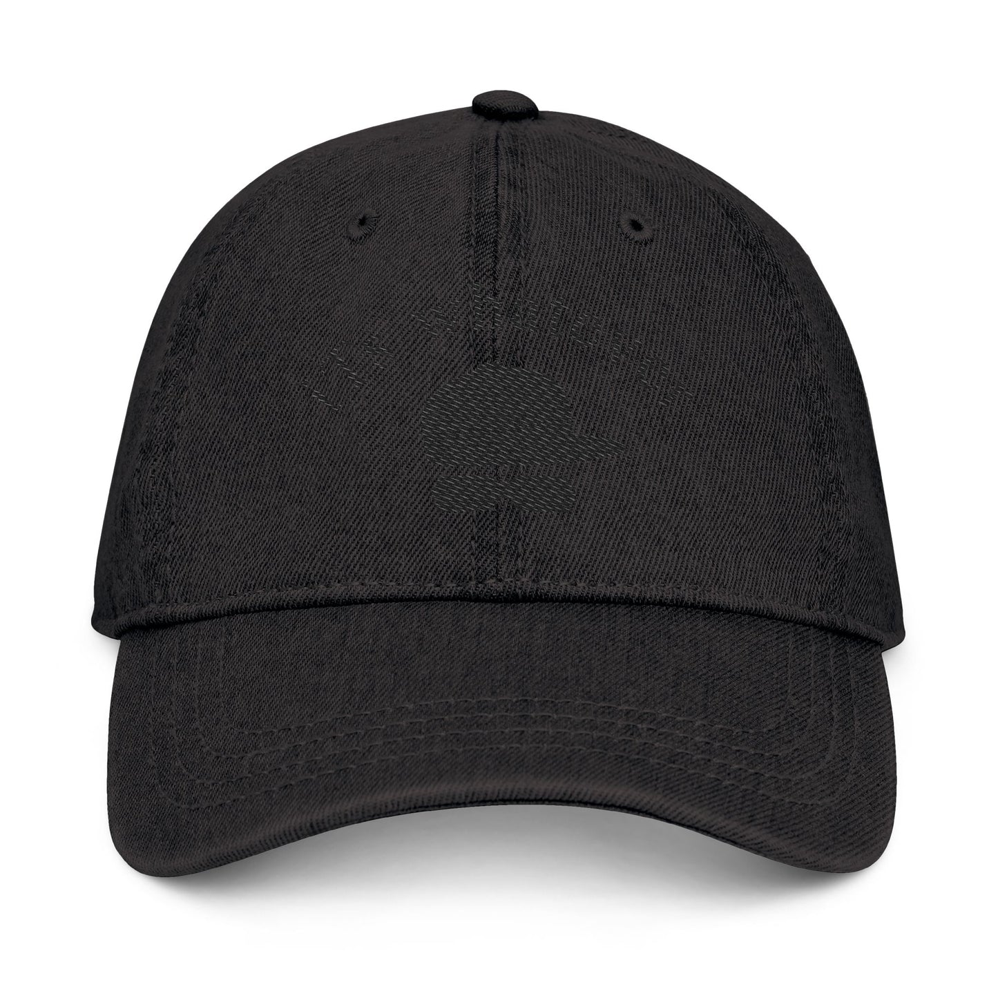 Black Denim Hat with 'Whatever' Embroidery