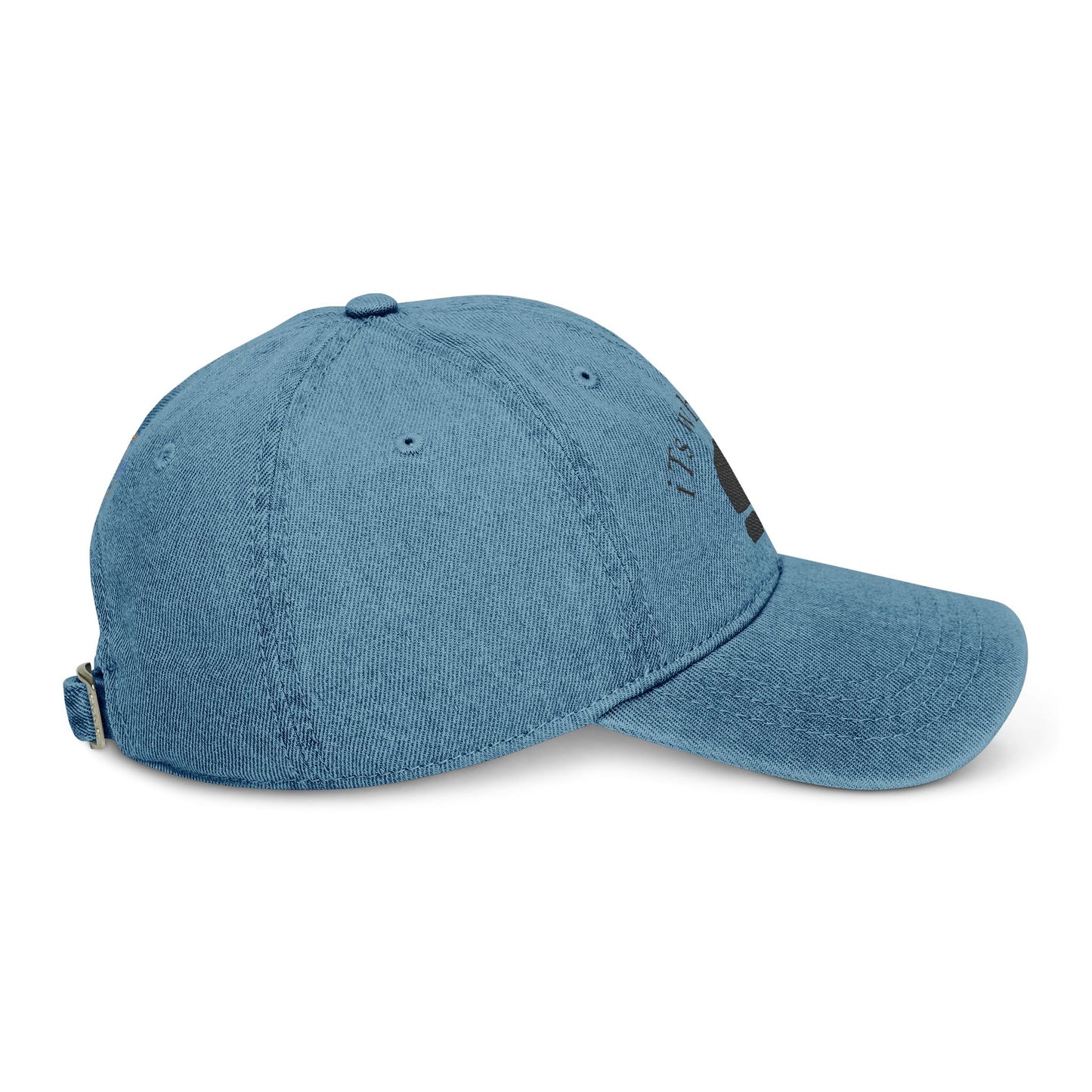 Black Denim Hat with 'Whatever' Embroidery