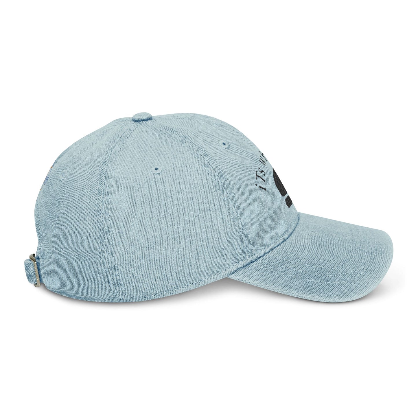 Black Denim Hat with 'Whatever' Embroidery