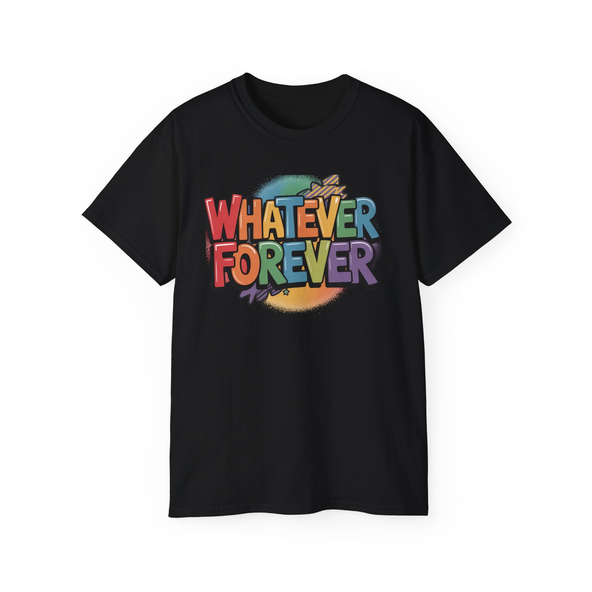 Whatever Forever Graphic Tee — Retro Rainbow Casual T‑Shirt