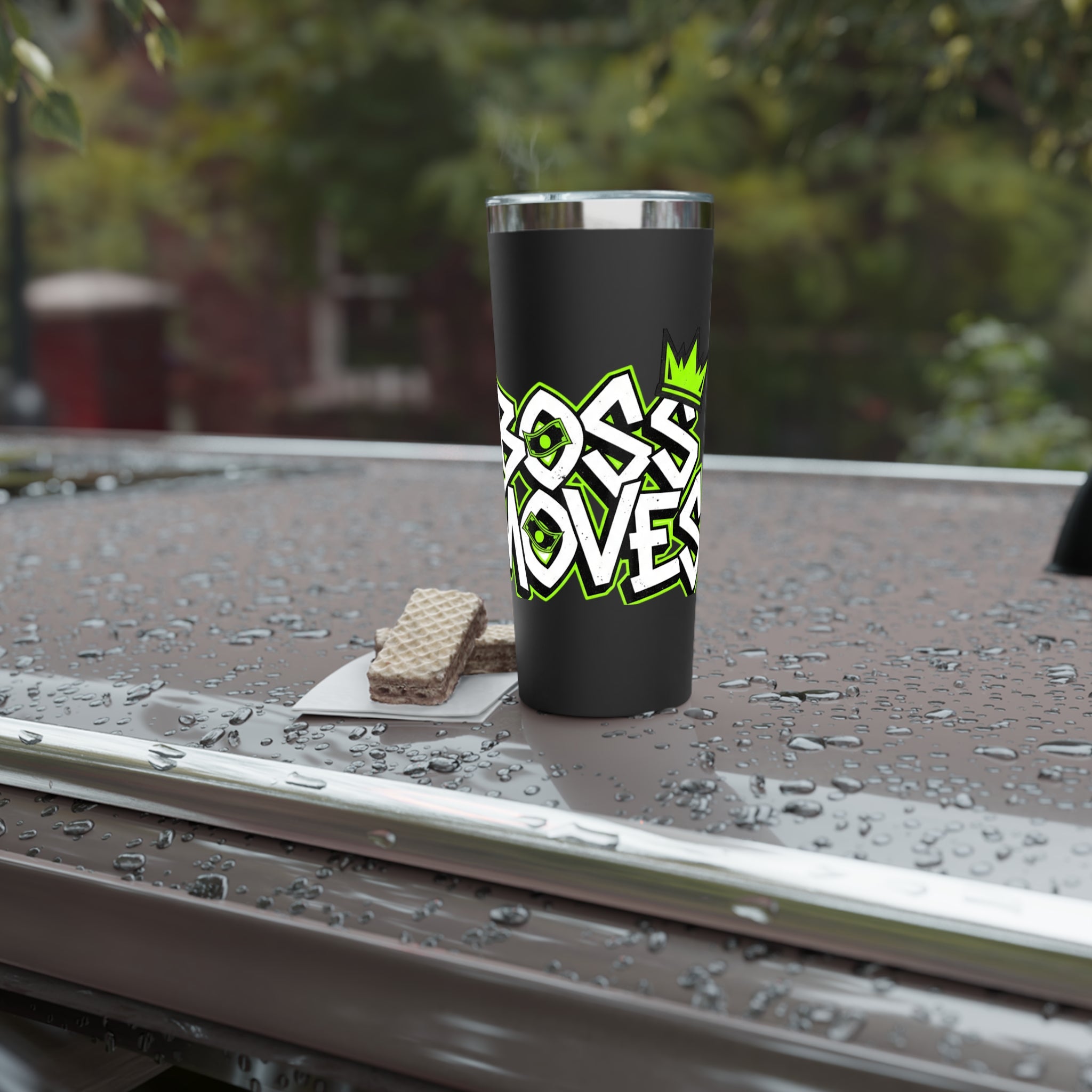 Boss Moves 22oz Insulated Tumbler — Matte Black Copper Vacuum Travel Cup