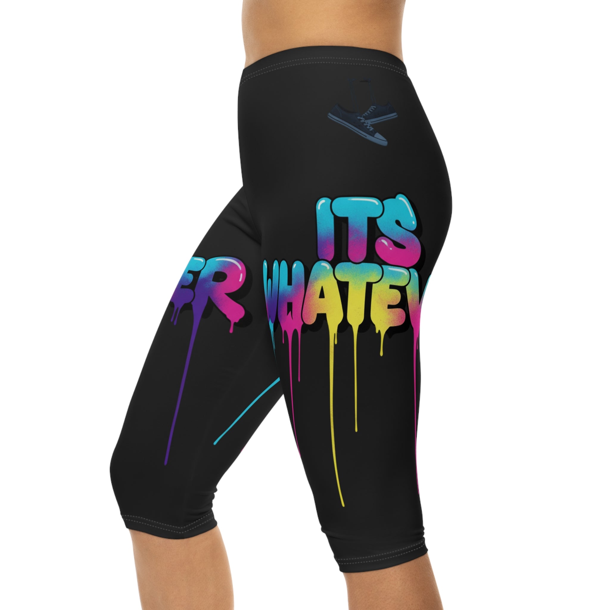 Capri Leggings — Dripping Rainbow Graffiti "Whatever It Is" Capri Leggings