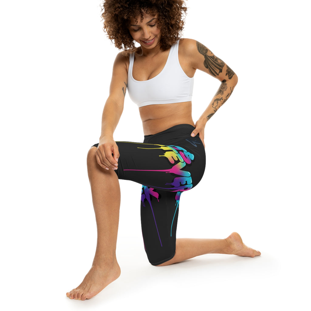 Capri Leggings — Dripping Rainbow Graffiti "Whatever It Is" Capri Leggings