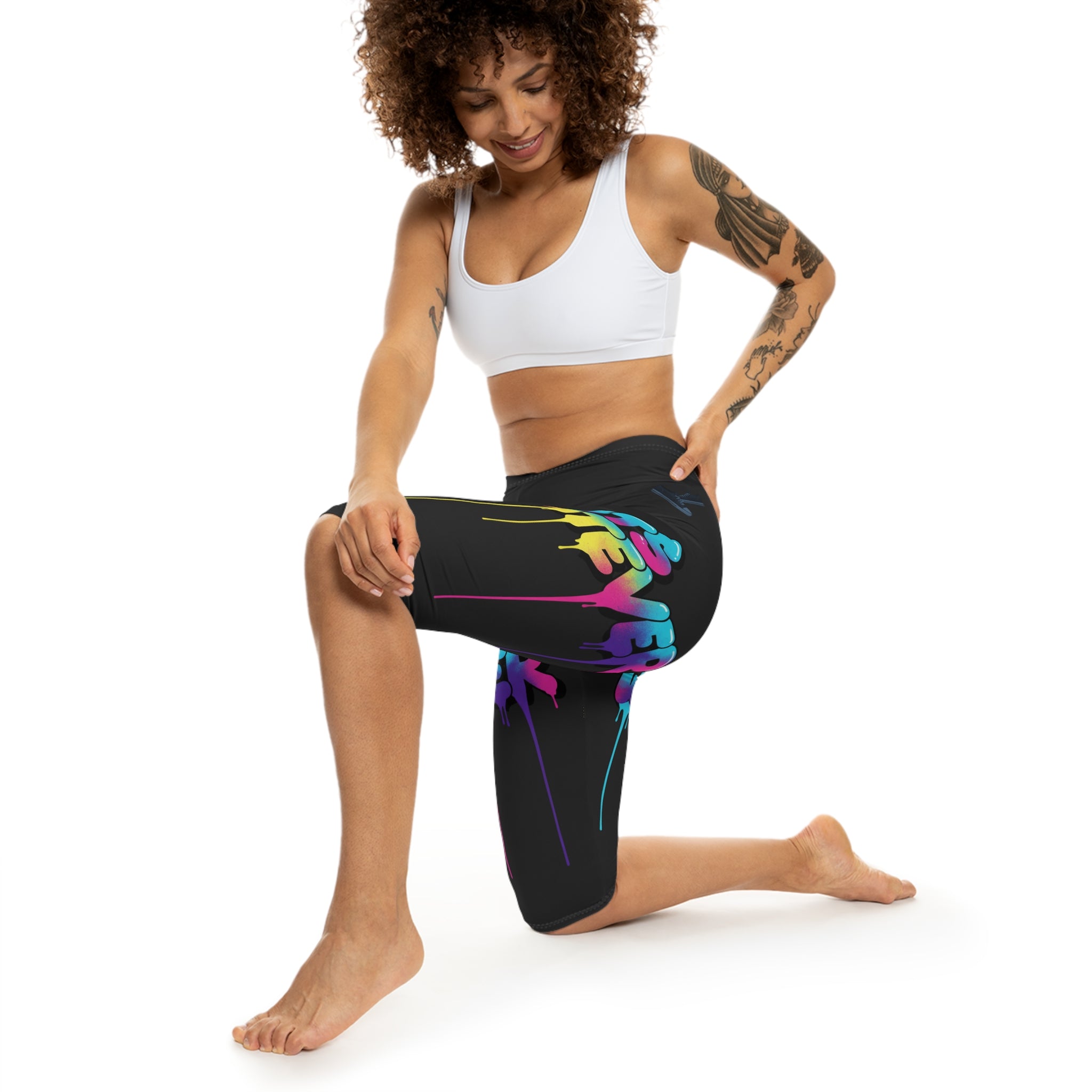 Capri Leggings — Dripping Rainbow Graffiti "Whatever It Is" Capri Leggings