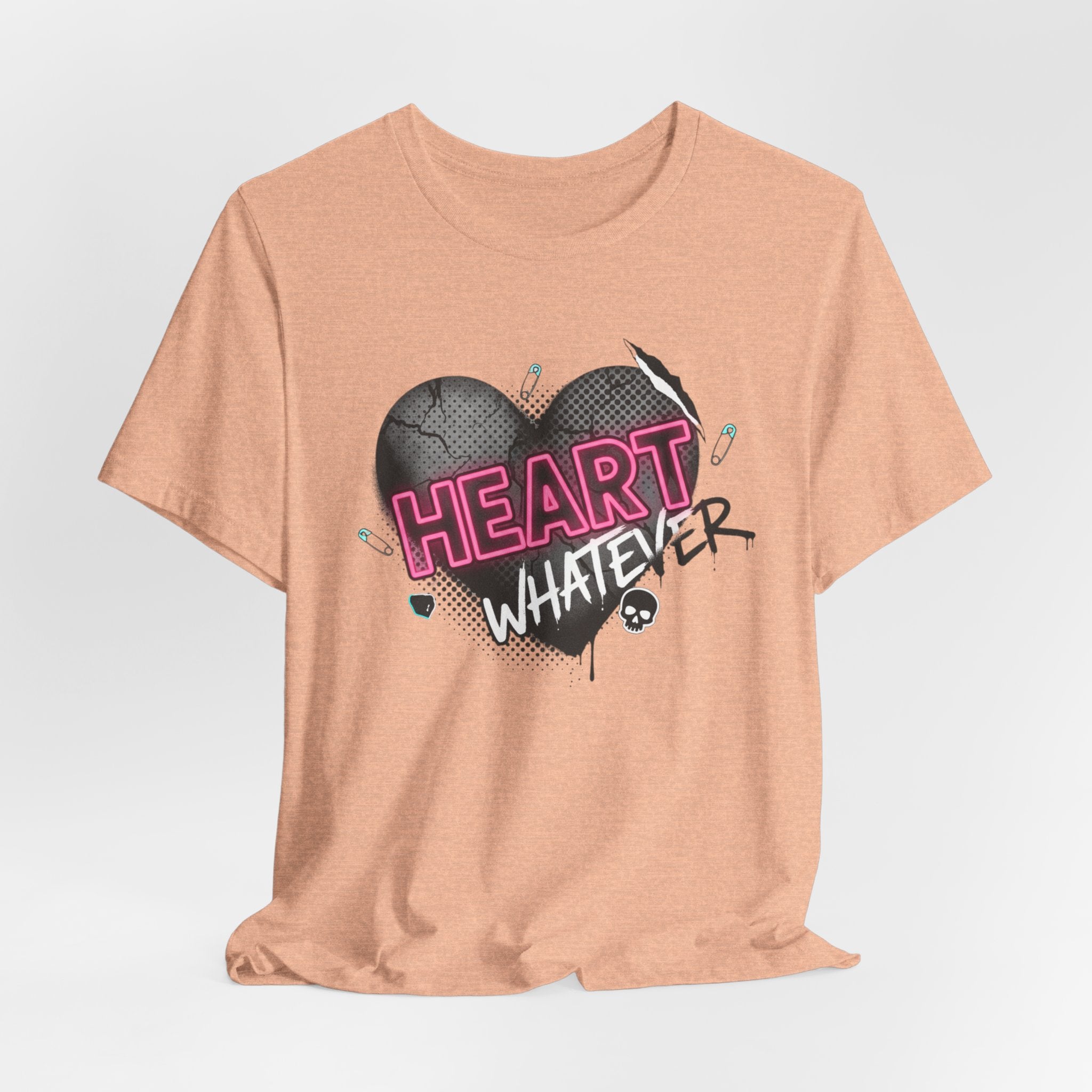 Heart Whatever T-Shirt — Edgy Pink & Black Graphic Tee