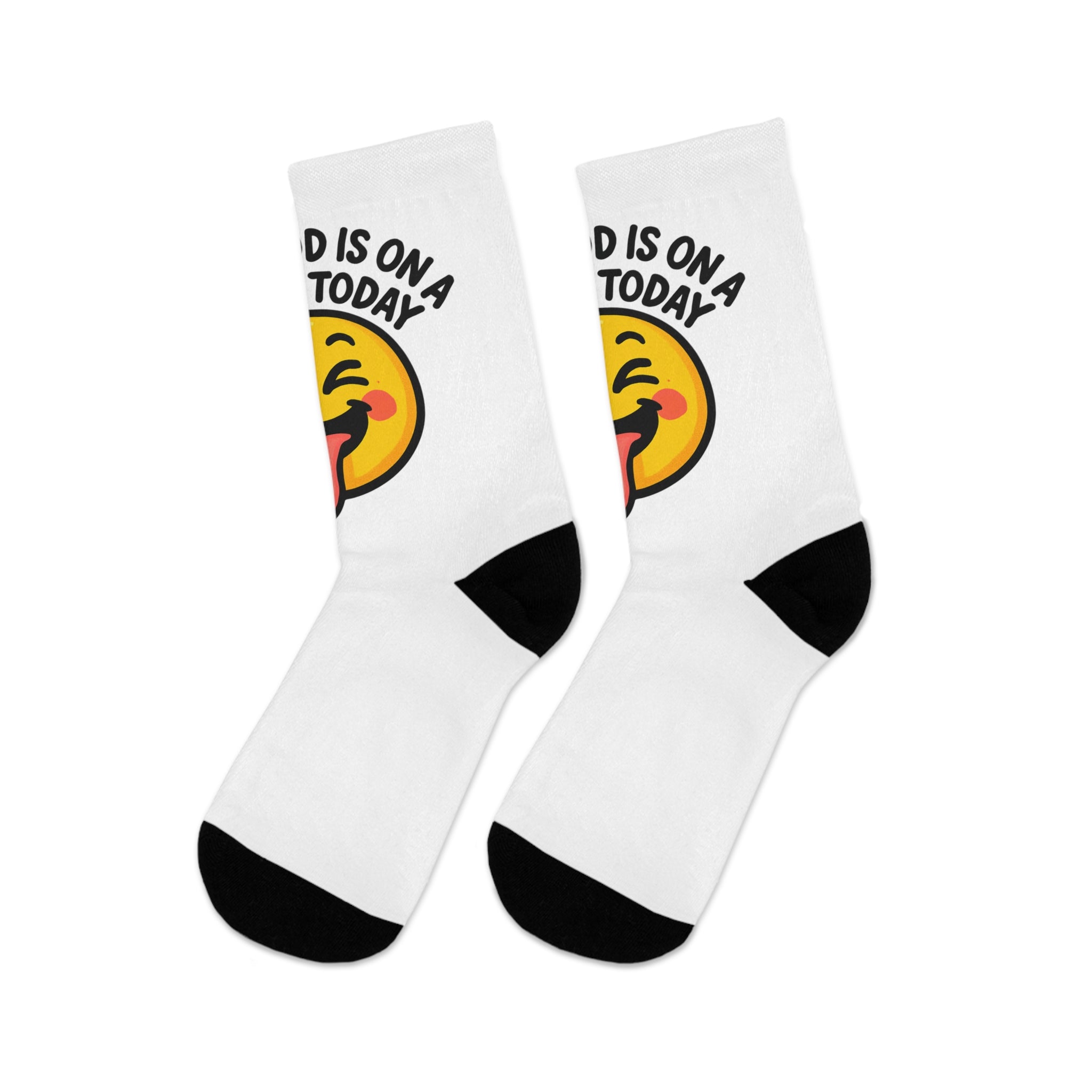 Socks — 'My Mood Is 100% Blah' Funny Emoji Recycled Polyester Crew Socks