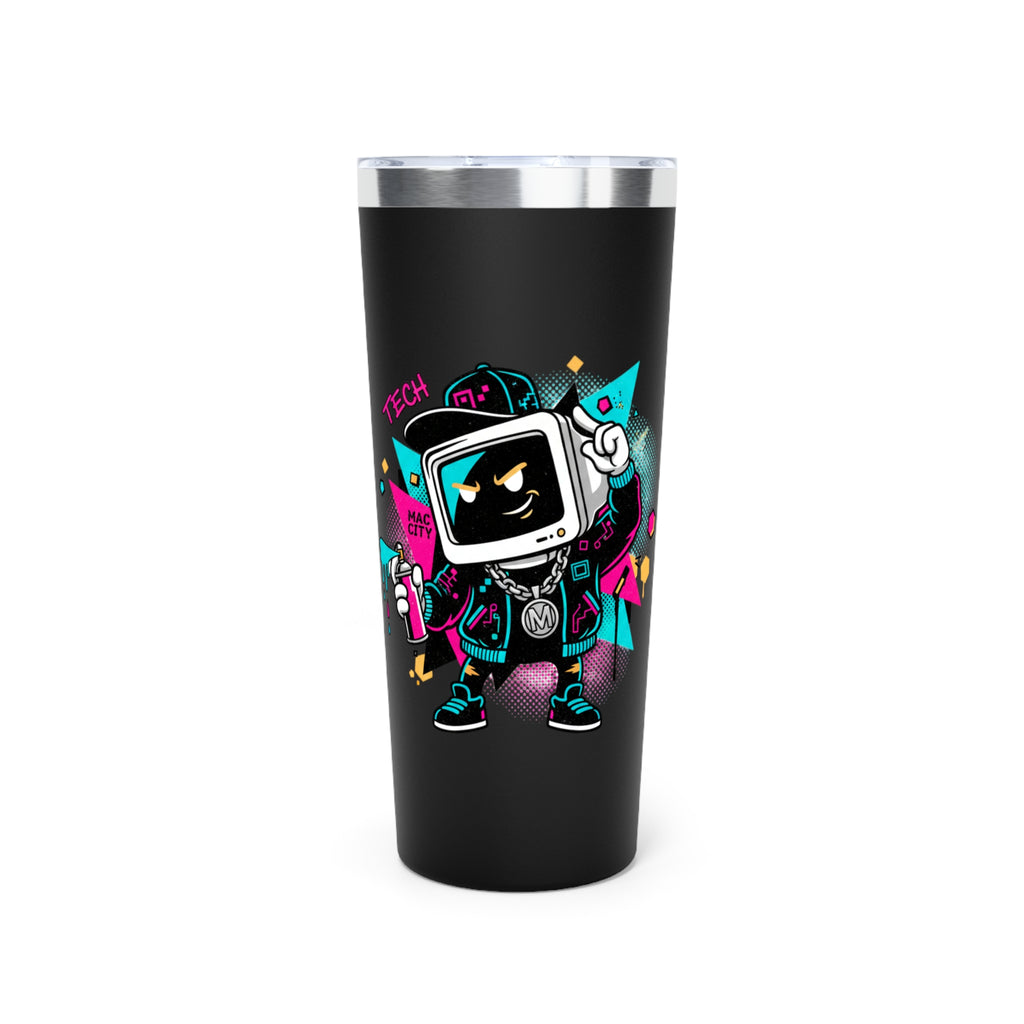 22oz Insulated Tumbler — Retro Gamer Robot Design, Stainless Travel Cup