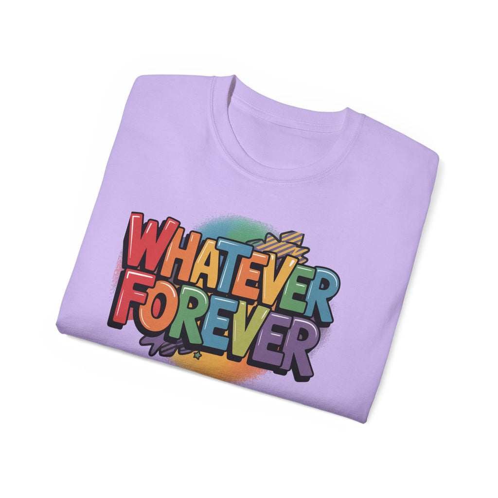 Whatever Forever Graphic Tee — Retro Rainbow Casual T‑Shirt