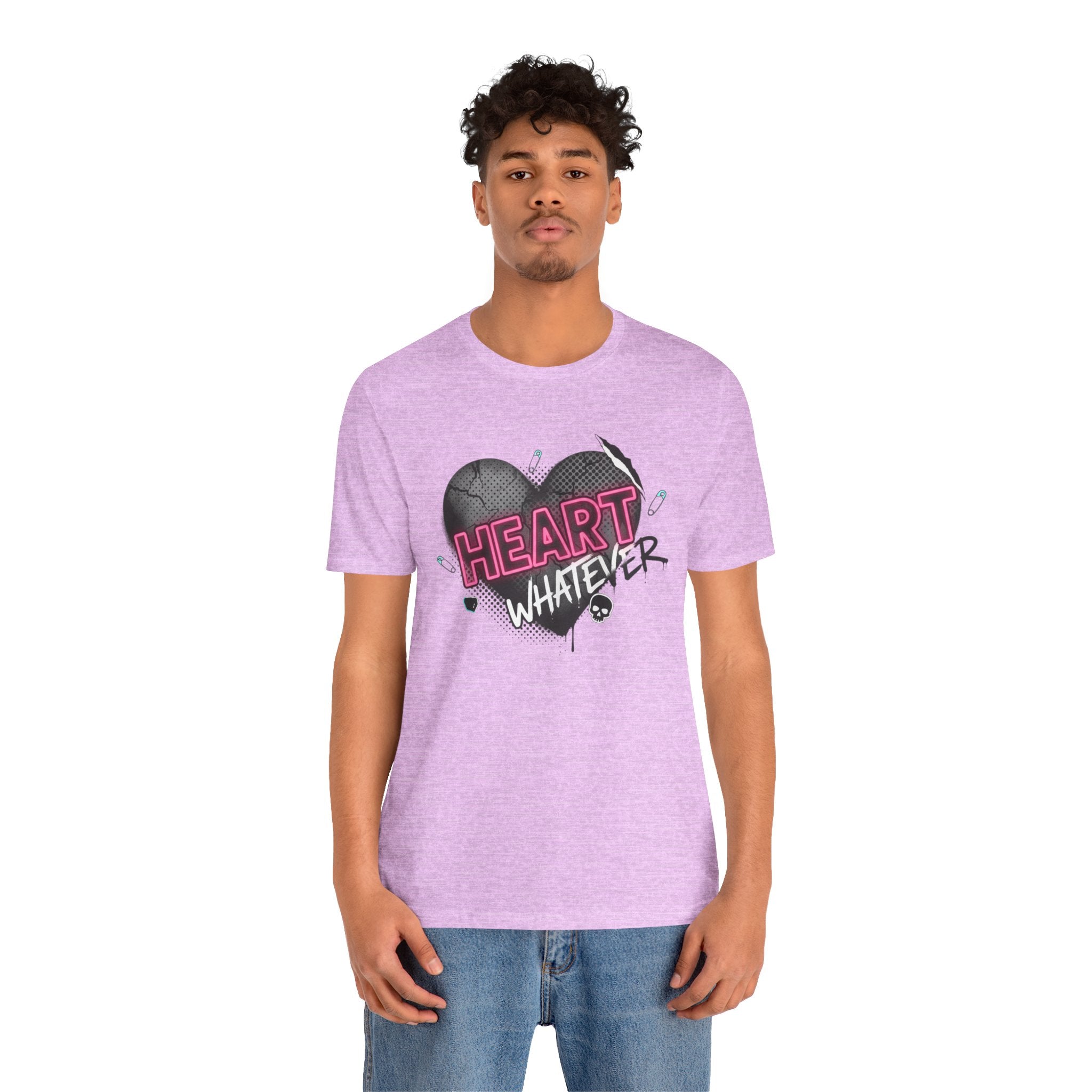 Heart Whatever T-Shirt — Edgy Pink & Black Graphic Tee