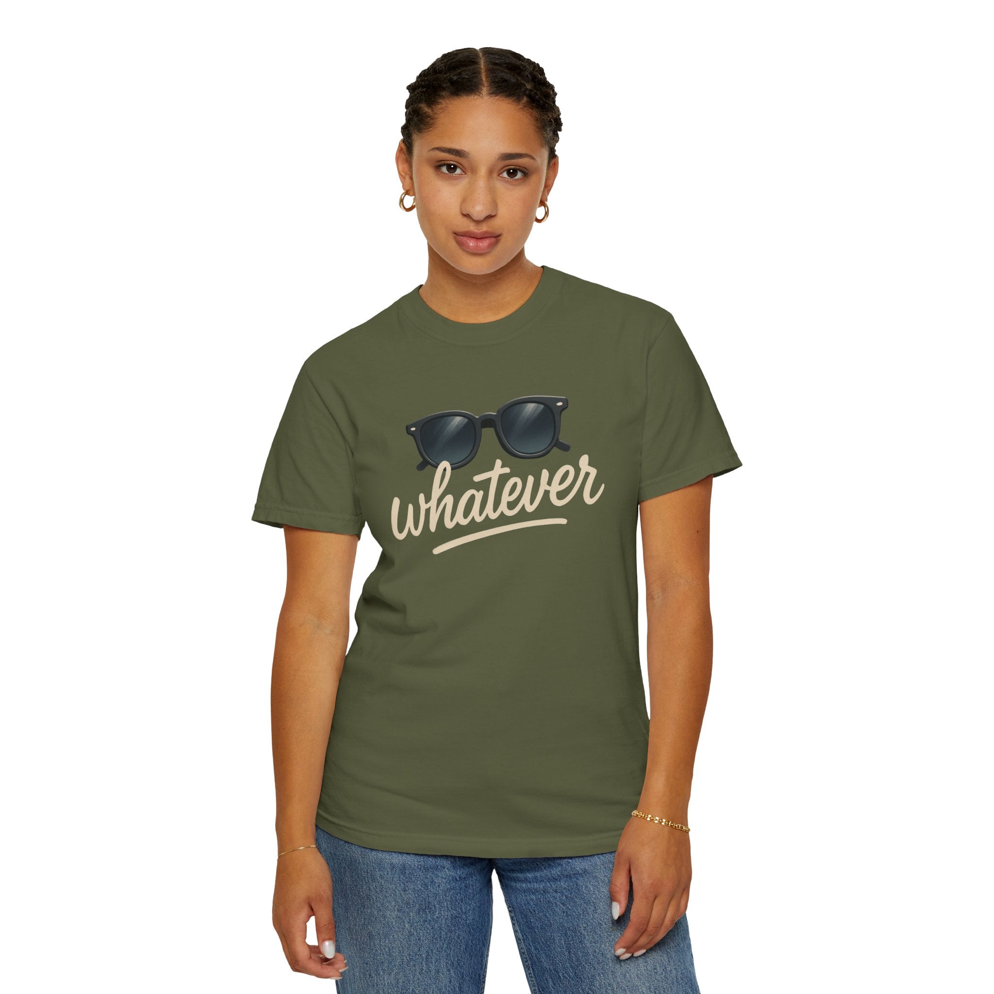 Whatever Sunglasses T-Shirt — Casual Graphic Tee with 'Whatever' Script