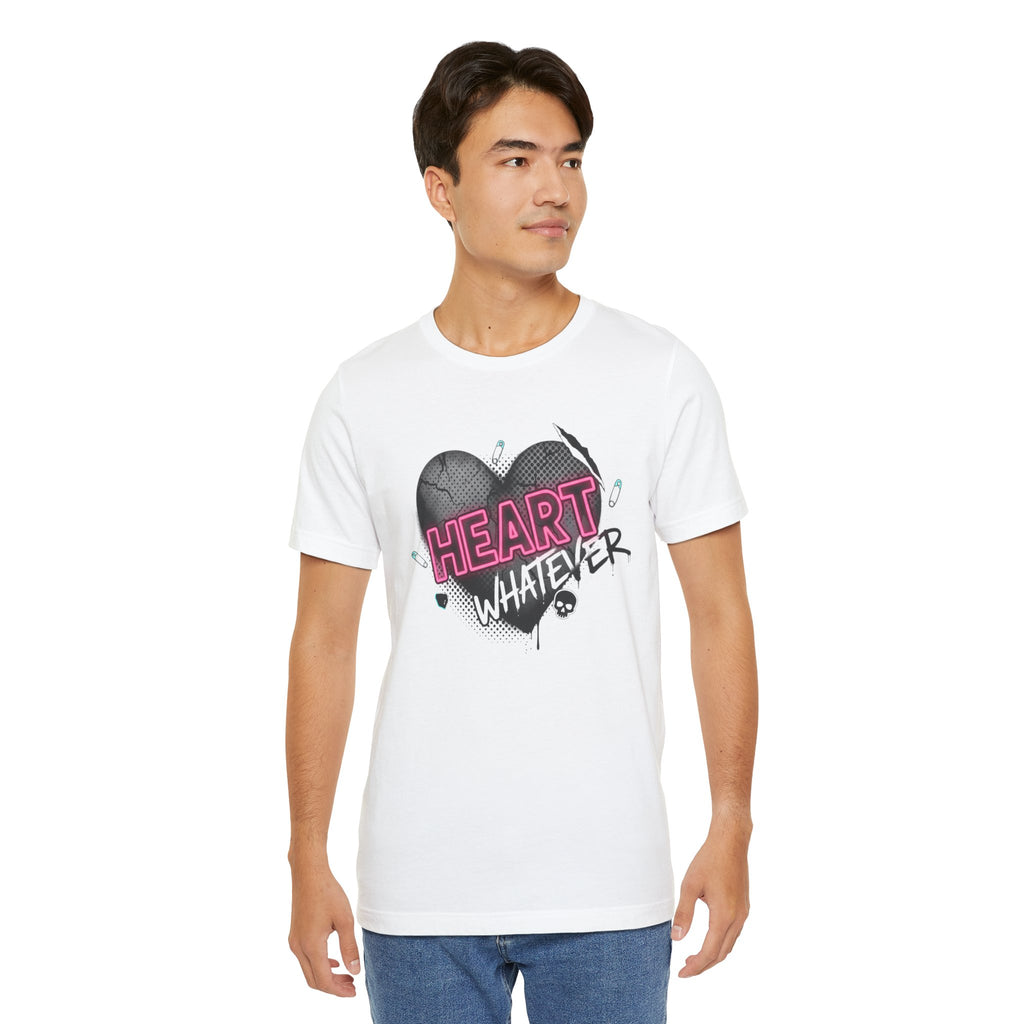 Heart Whatever T-Shirt — Edgy Pink & Black Graphic Tee