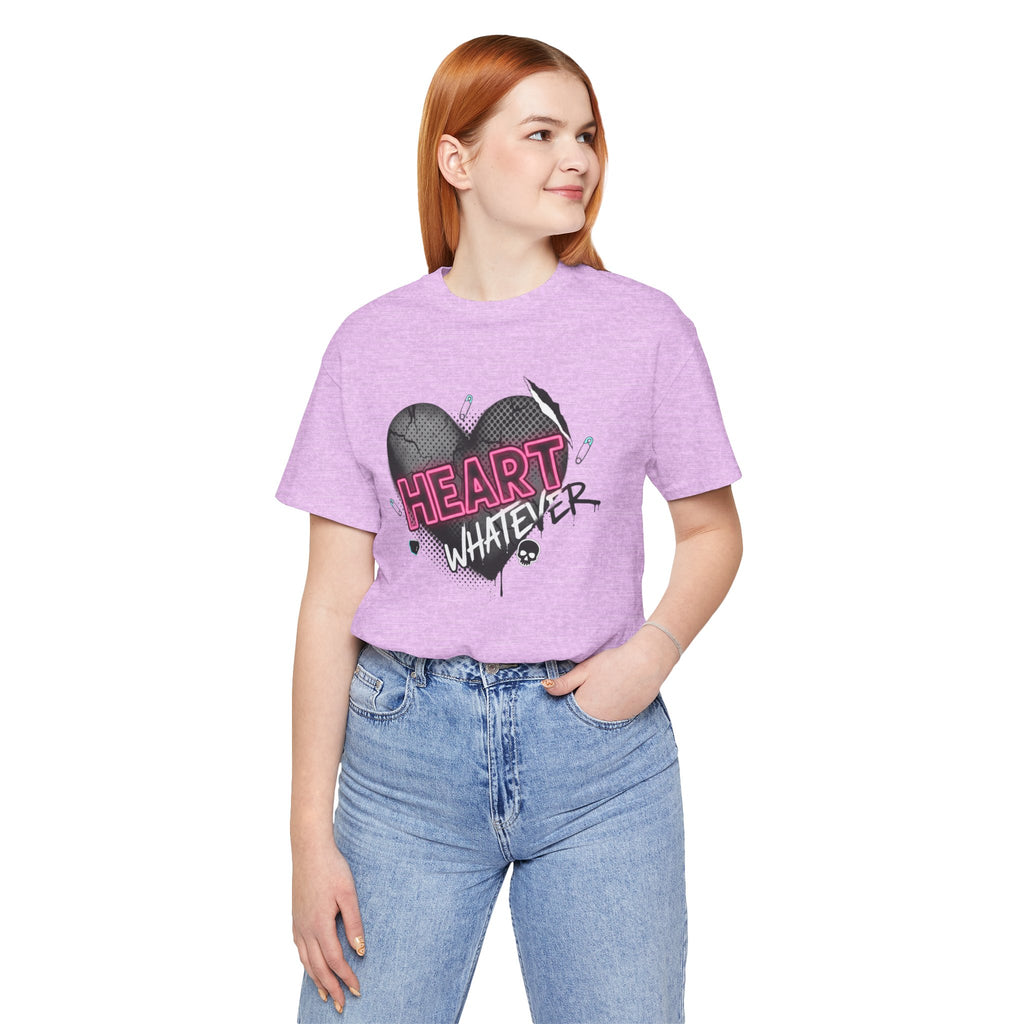Heart Whatever T-Shirt — Edgy Pink & Black Graphic Tee