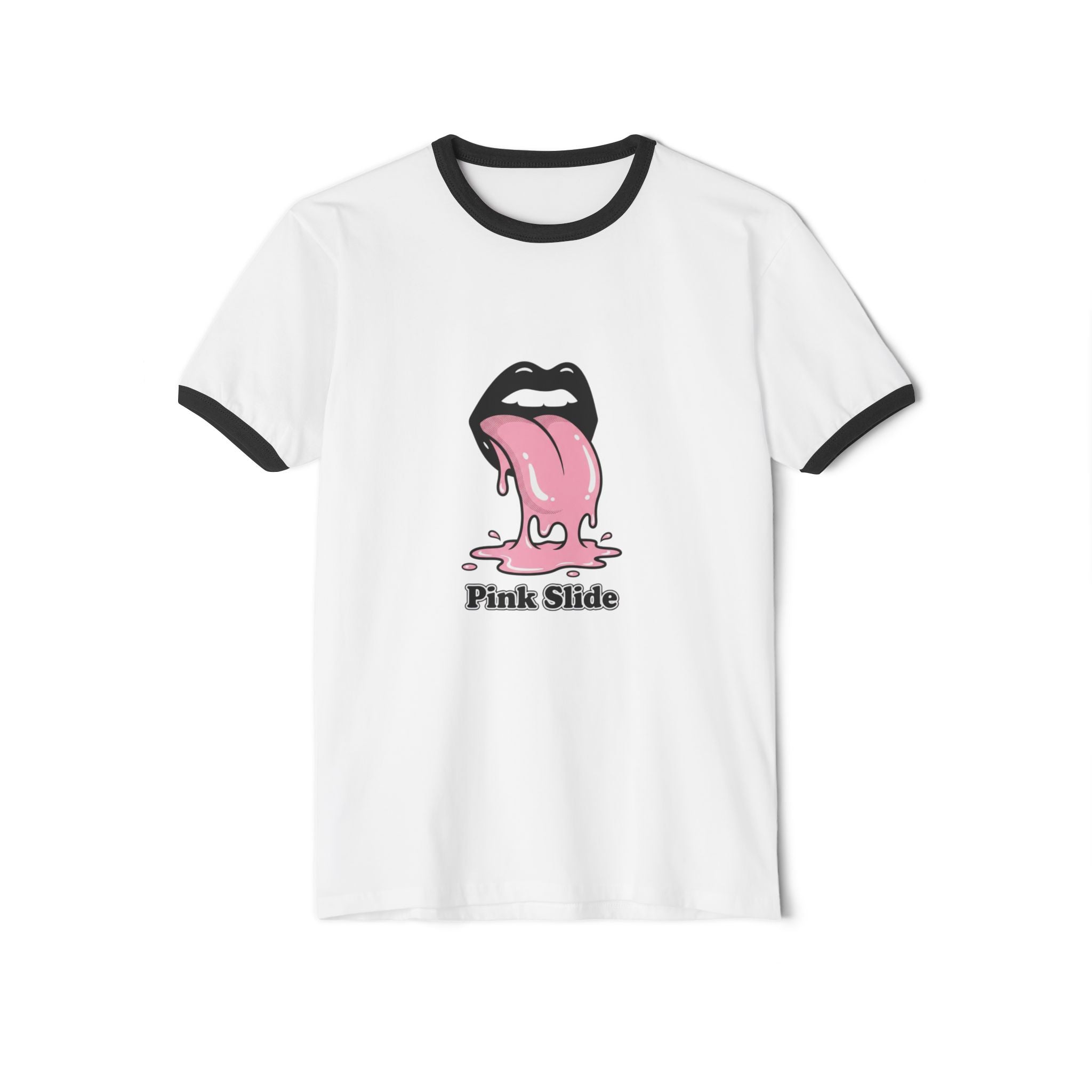 Pink Slide Ringer Tee - Retro Graphic Streetwear T-Shirt