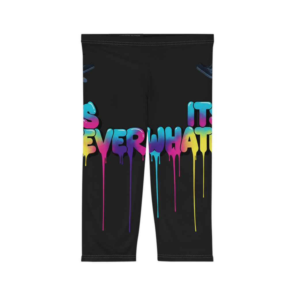 Capri Leggings — Dripping Rainbow Graffiti "Whatever It Is" Capri Leggings