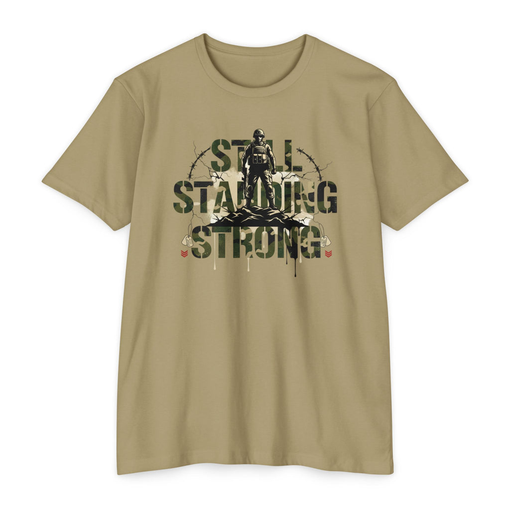Still Standing Strong T-Shirt — Military Camouflage Resilience Tee