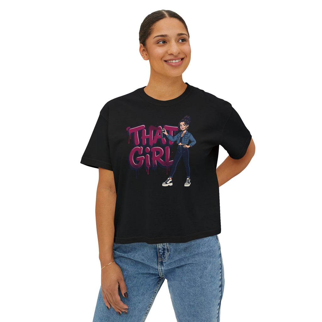 That Girl Unbothered Boxy Crop Tee