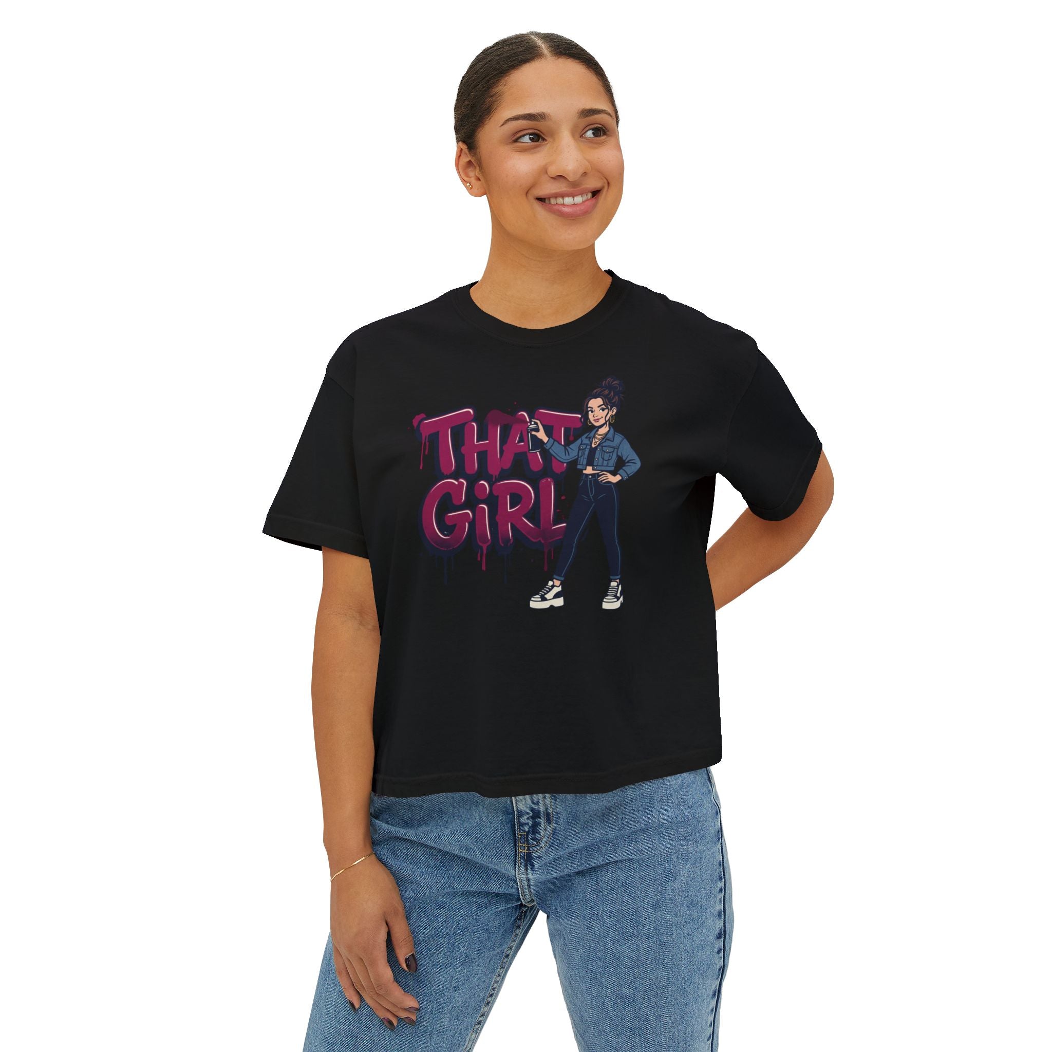 That Girl Unbothered Boxy Crop Tee