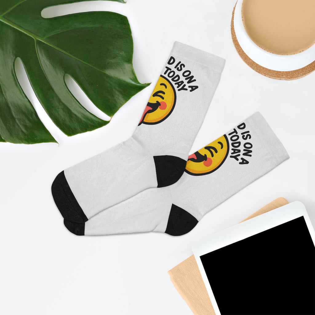 Socks — 'My Mood Is 100% Blah' Funny Emoji Recycled Polyester Crew Socks