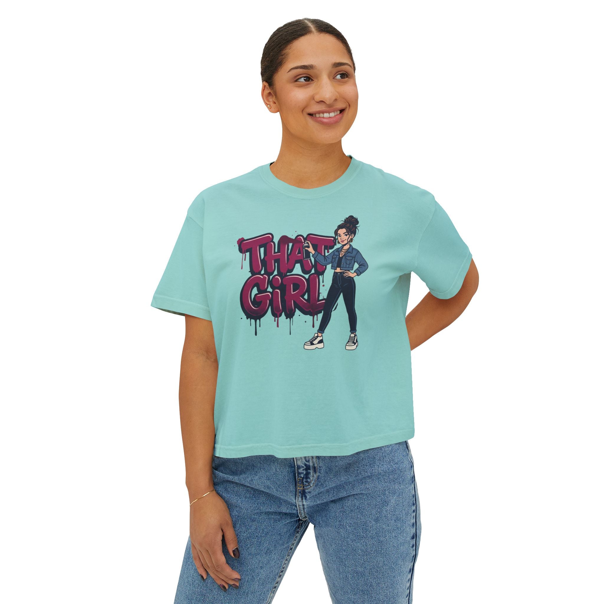 That Girl Unbothered Boxy Crop Tee