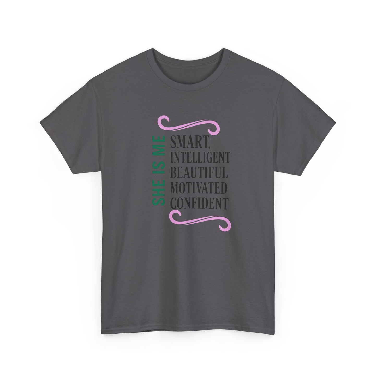 Empowering Cotton Tee - Smart, Intelligent, Beautiful, Motivated, Confident