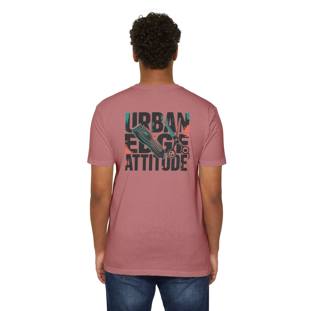Barber Chair Graphic T‑Shirt — "Urban Edge Attitude" Back Print