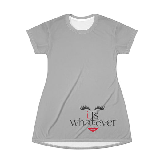 Chic T-Shirt Dress with 'It's Whatever' Print - Casual Fashion for Everyday Wear