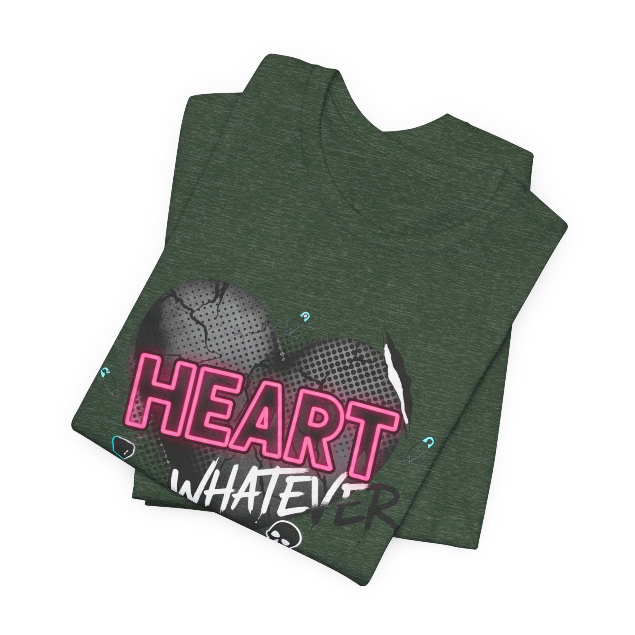 Heart Whatever T-Shirt — Edgy Pink & Black Graphic Tee