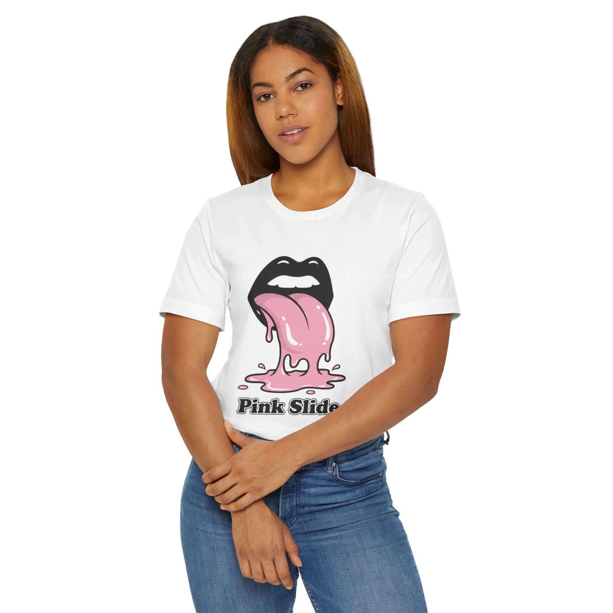 Pink Slide Graphic Tee - Retro Pop Streetwear T-Shirt