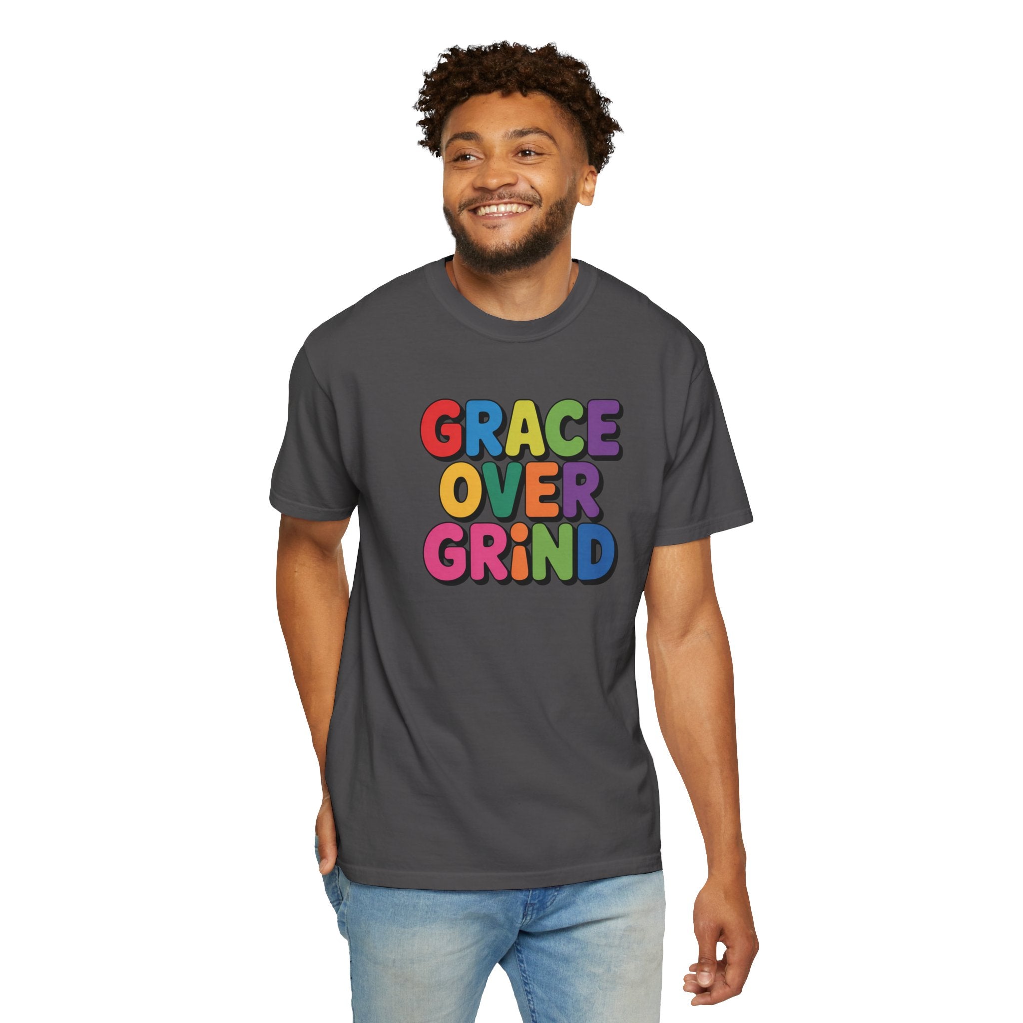 Grace Over Grind T-Shirt — Colorful Positive Faith Tee