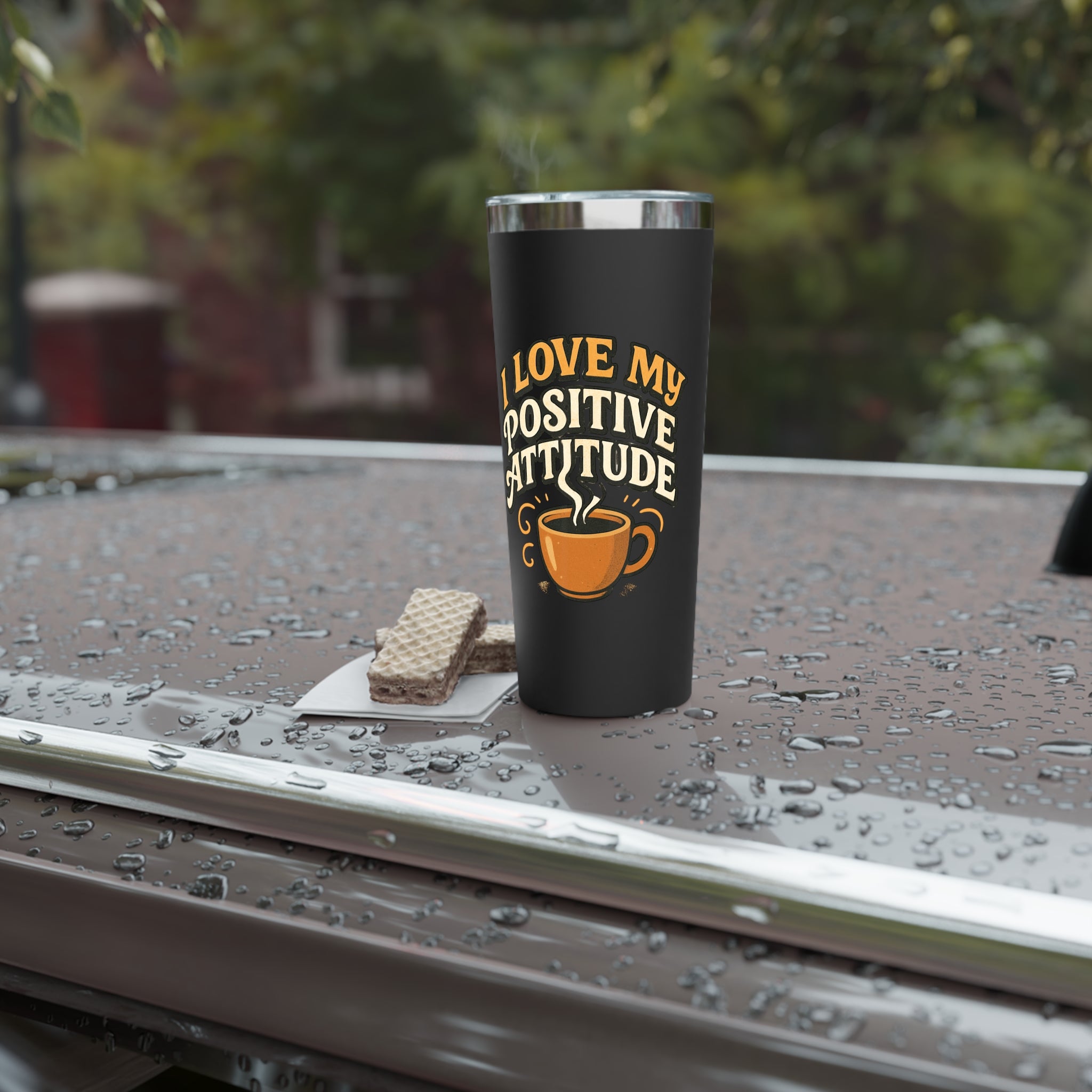 22oz Insulated Tumbler — "I Love My Positive Attitude" Coffee Travel Mug