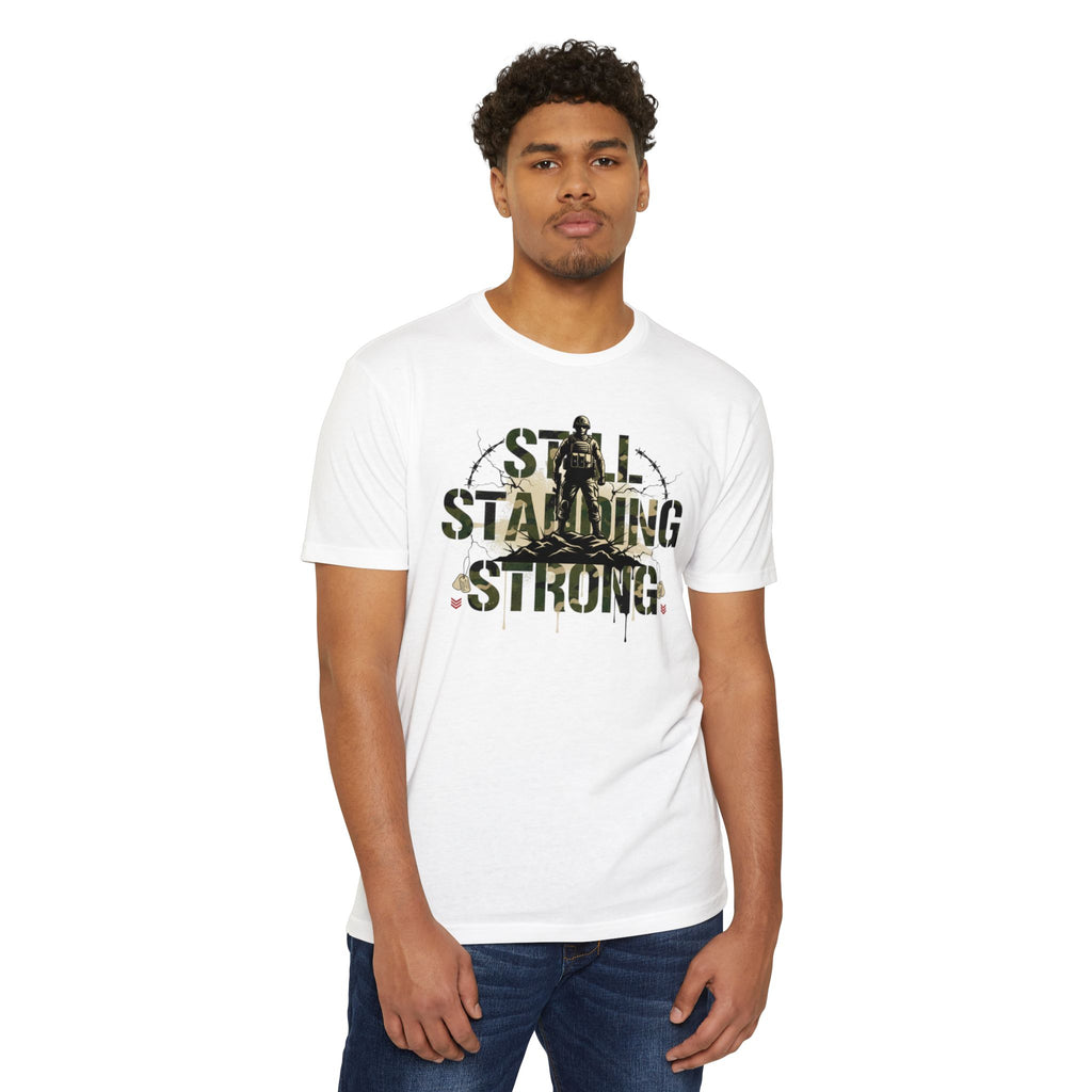 Still Standing Strong T-Shirt — Military Camouflage Resilience Tee