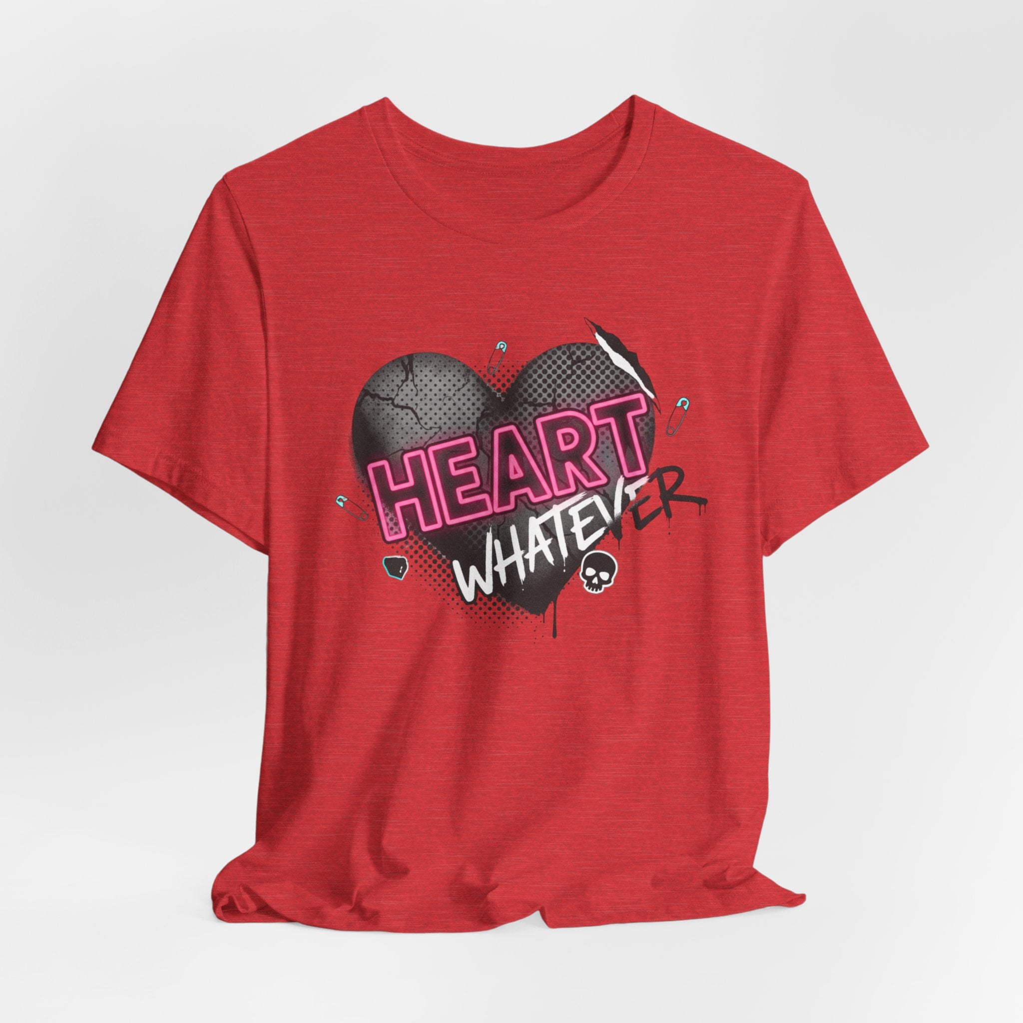 Heart Whatever T-Shirt — Edgy Pink & Black Graphic Tee