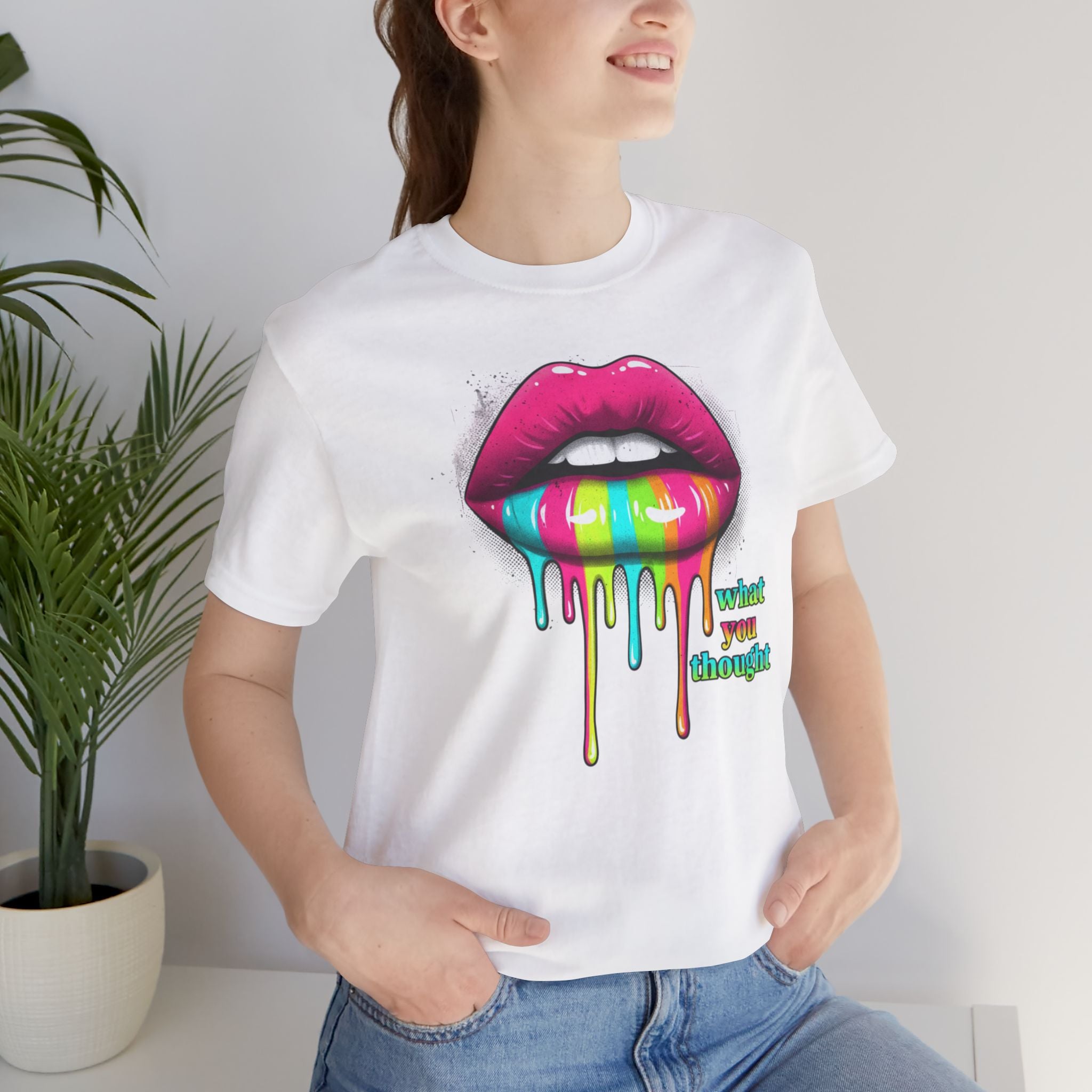 Dripping Rainbow Lips T-Shirt — "What You Thought" Graphic Tee