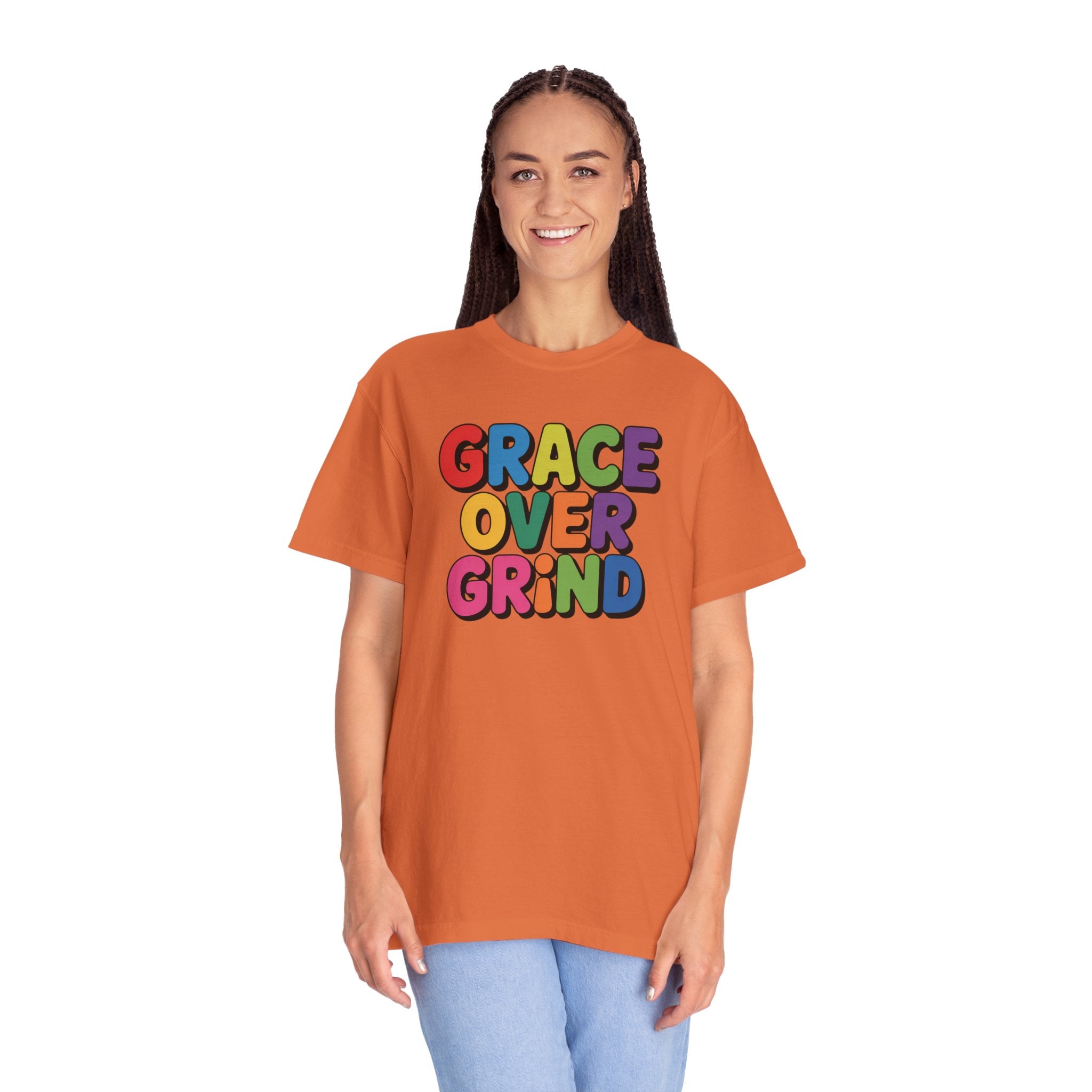 Grace Over Grind T-Shirt — Colorful Positive Faith Tee