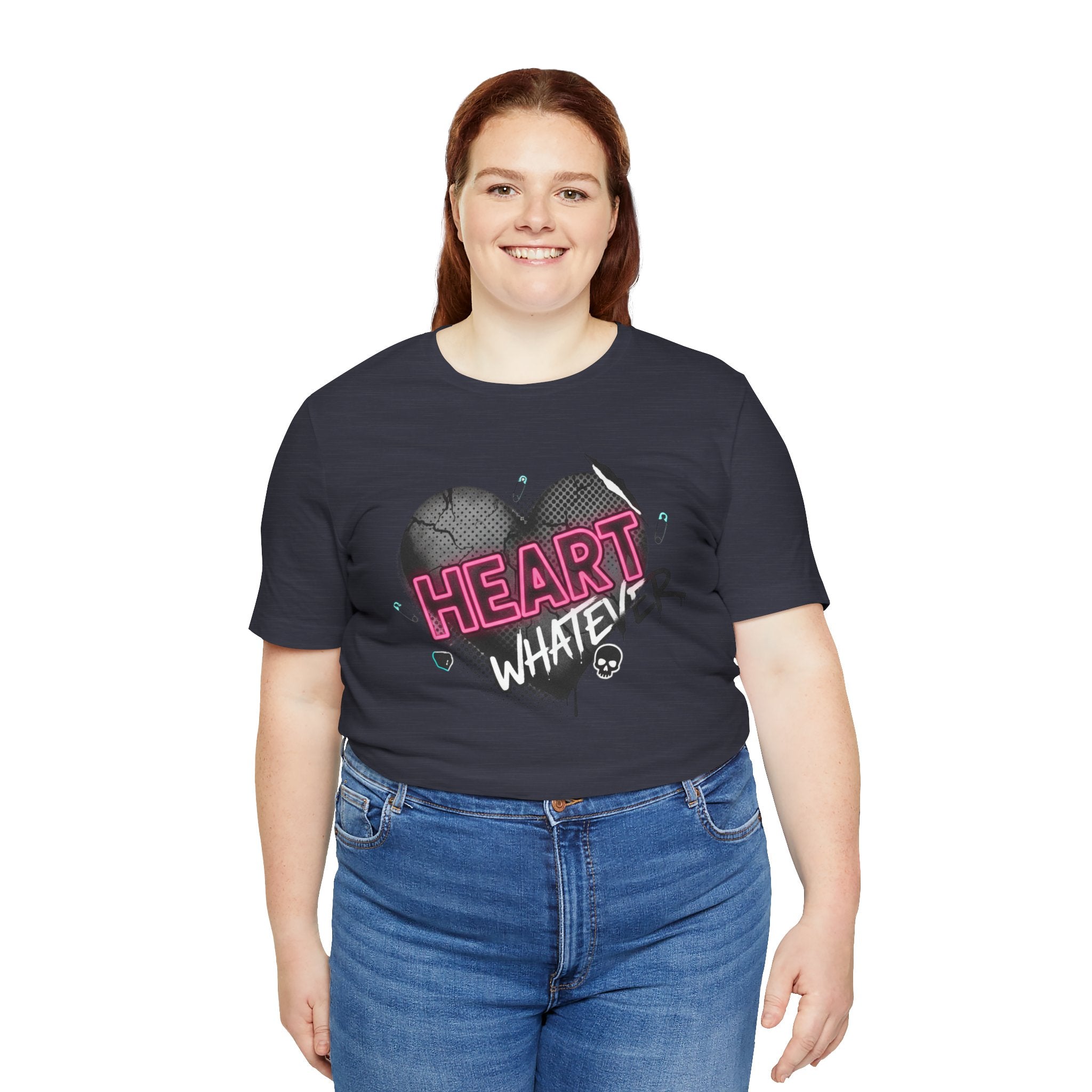 Heart Whatever T-Shirt — Edgy Pink & Black Graphic Tee