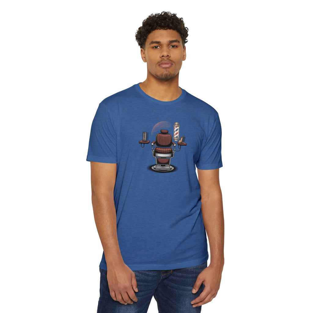 Barber Chair Graphic T‑Shirt — "Urban Edge Attitude" Back Print
