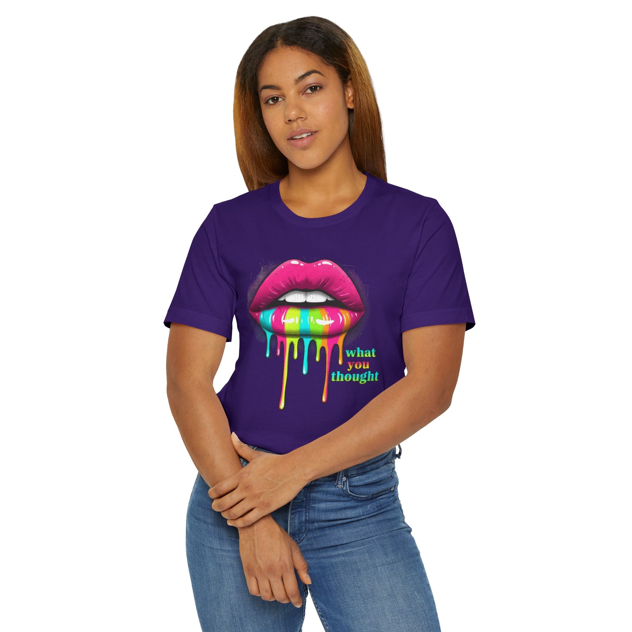 Dripping Rainbow Lips T-Shirt — "What You Thought" Graphic Tee