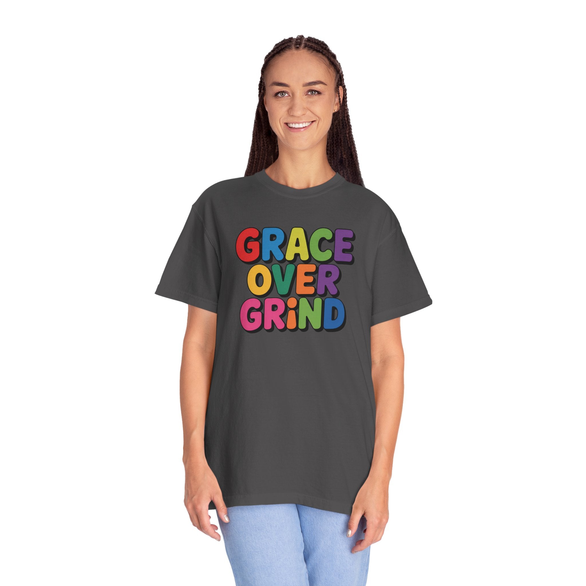 Grace Over Grind T-Shirt — Colorful Positive Faith Tee