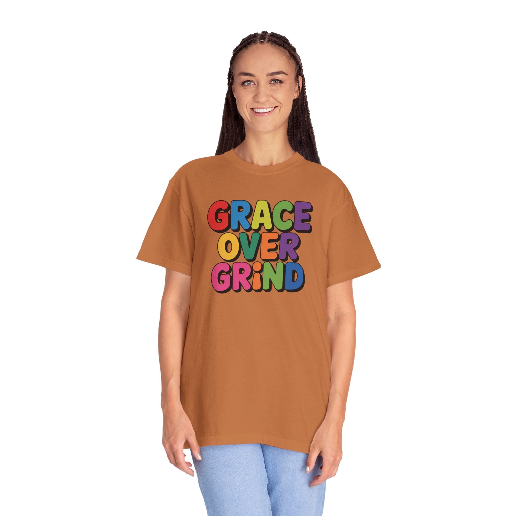 Grace Over Grind T-Shirt — Colorful Positive Faith Tee