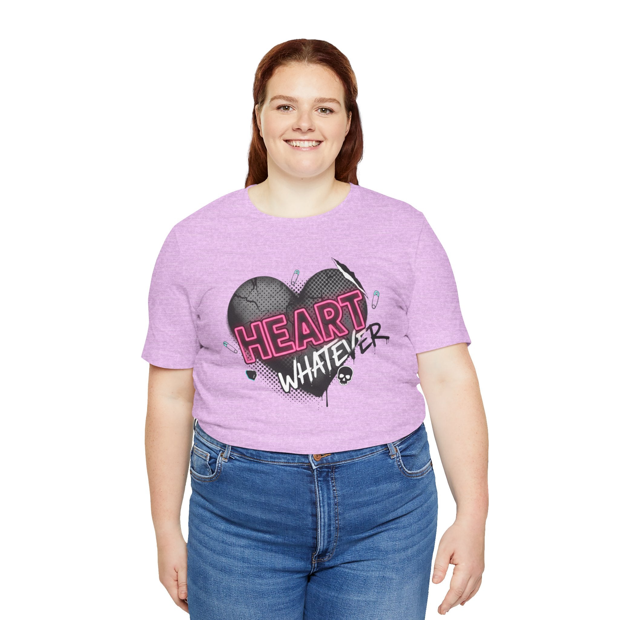 Heart Whatever T-Shirt — Edgy Pink & Black Graphic Tee