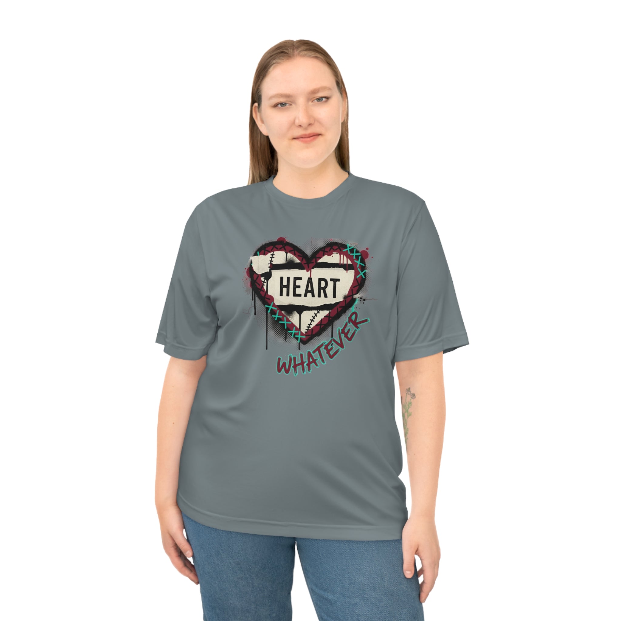 Heart Whatever Performance T-Shirt — Edgy Grunge Graphic Tee