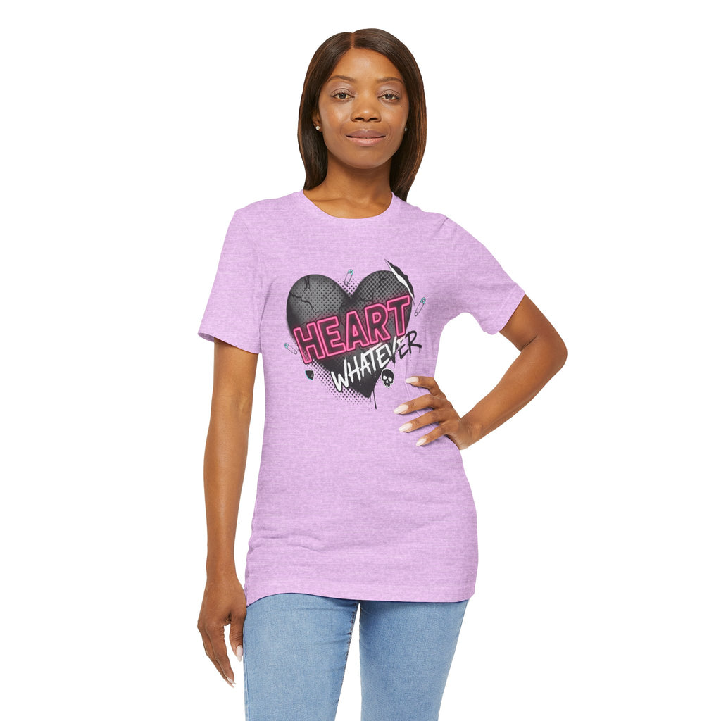 Heart Whatever T-Shirt — Edgy Pink & Black Graphic Tee