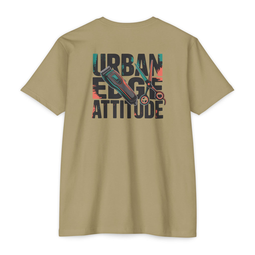 Barber Chair Graphic T‑Shirt — "Urban Edge Attitude" Back Print