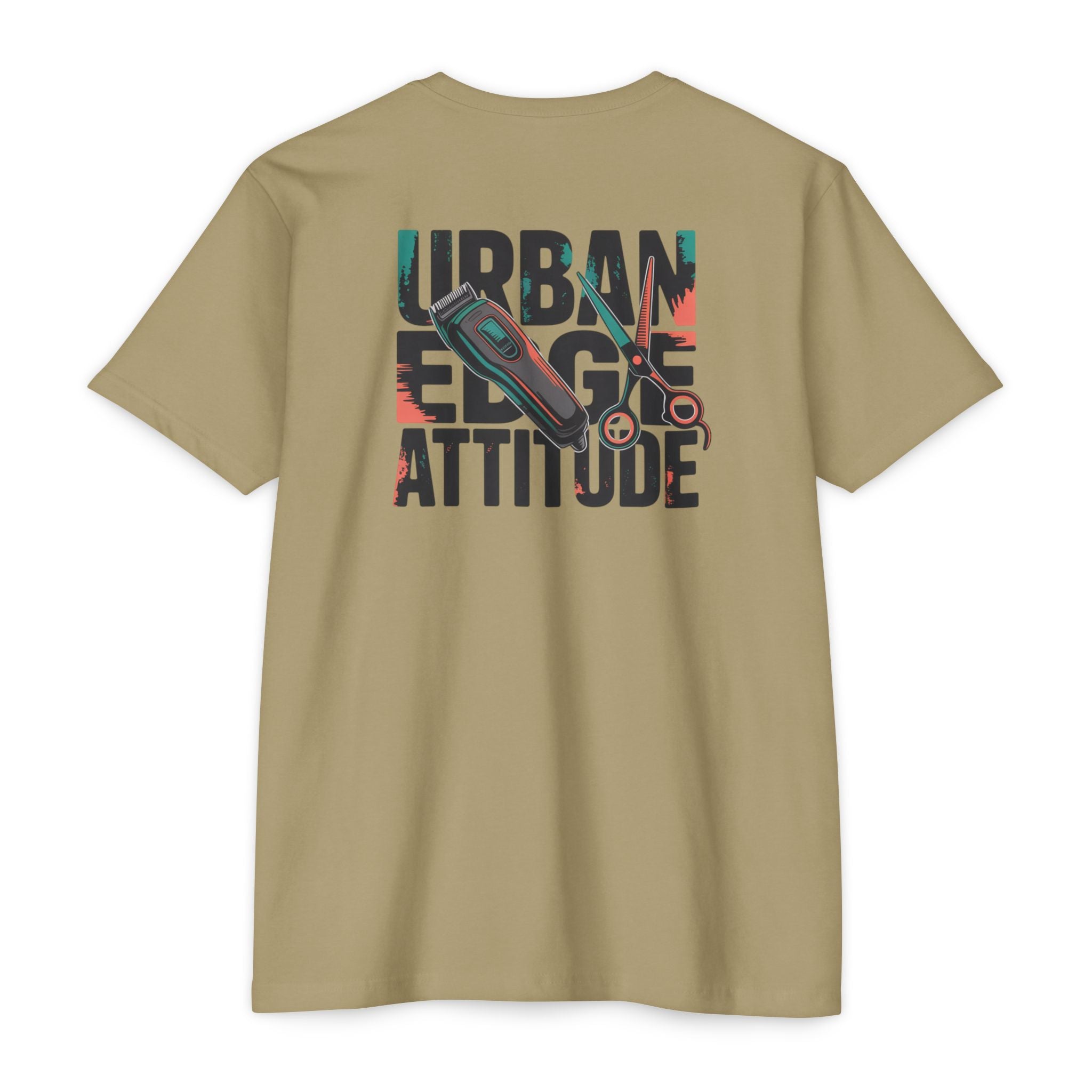 Barber Chair Graphic T‑Shirt — "Urban Edge Attitude" Back Print