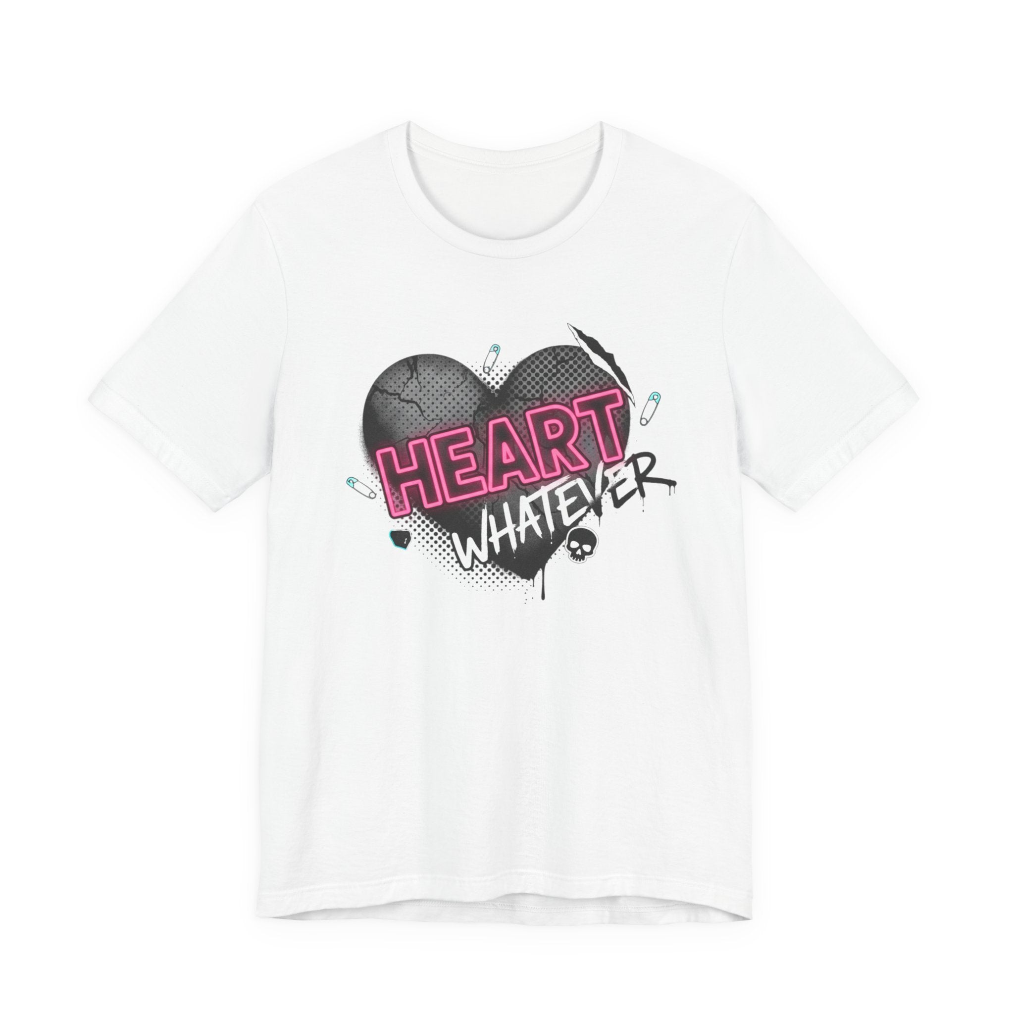 Heart Whatever T-Shirt — Edgy Pink & Black Graphic Tee