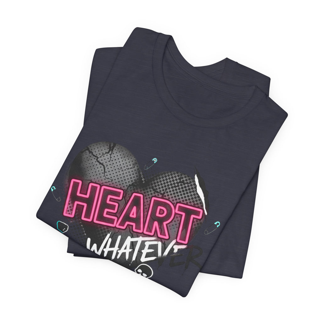 Heart Whatever T-Shirt — Edgy Pink & Black Graphic Tee
