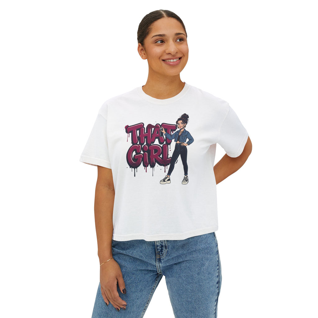 That Girl Unbothered Boxy Crop Tee