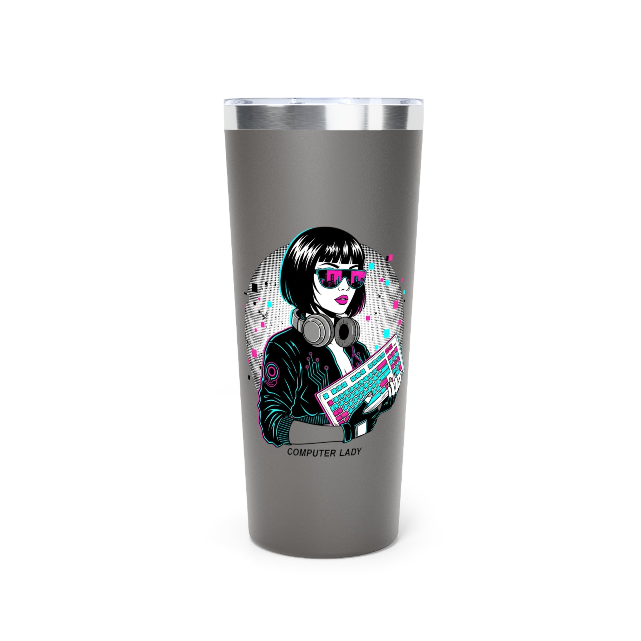 Tumbler — 'Computer Lady' Retro Cyberpunk 22oz Insulated Travel Cup