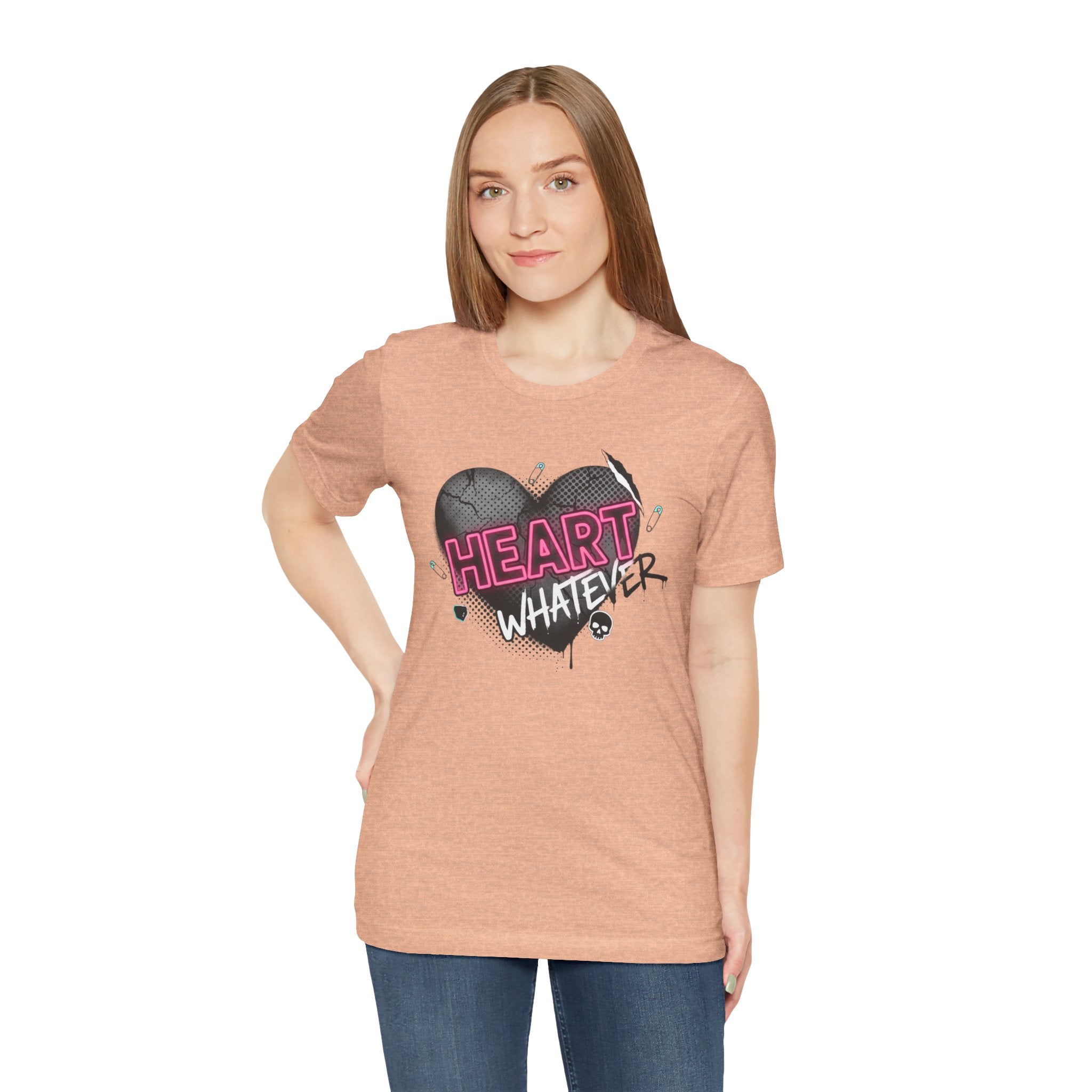 Heart Whatever T-Shirt — Edgy Pink & Black Graphic Tee