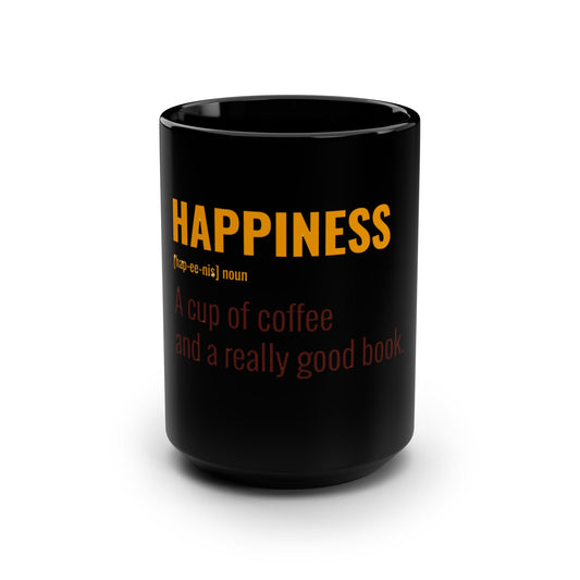 Mug - Happiness Black Mug, 15oz